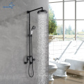 American Wall Mounted Bathroom Rainfall Shower Faucet System Set Mixer 8-Inch Round Head Double Knobs Cross 2 Handle